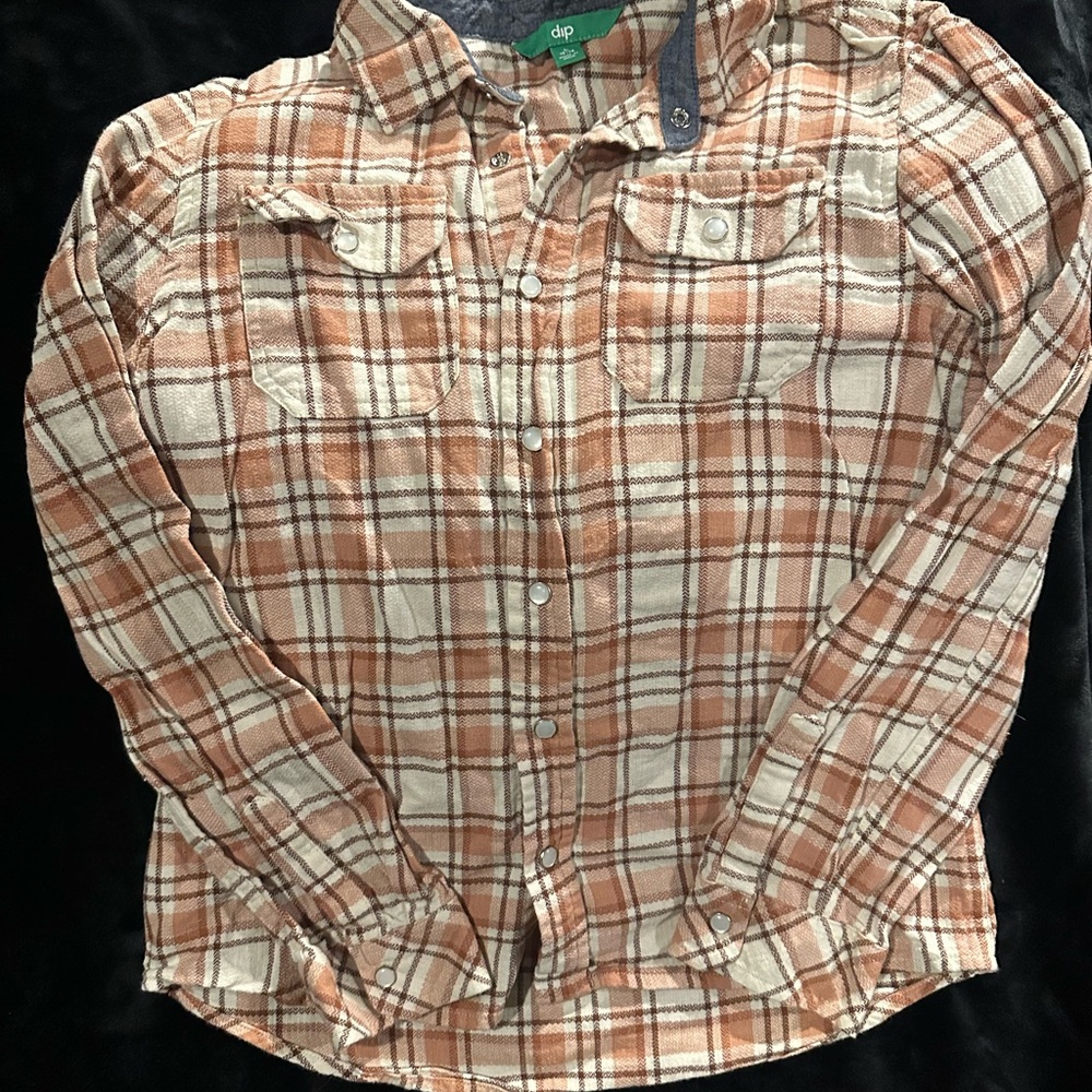 Kids Plaid Shirt - Brown and Cream